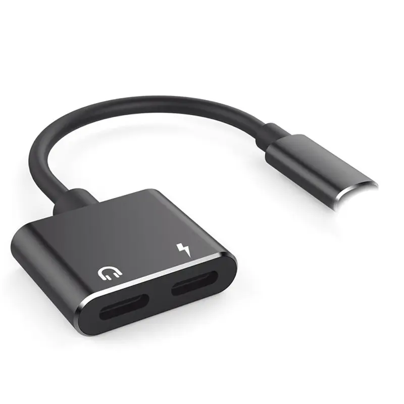 Port Ganda untuk Adaptor Lightning Headphone Jack Audio dan Pemisah Audio Pengisi Daya 2 In 1 untuk Pengisi Daya Koneksi iPhone X