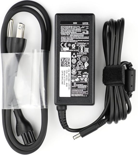 65W PD AC 4.5mm Laptop Charger with OTP Protection and Retractable Cable for Inspiron 11/13/14/15/3000/5000/7000 Series