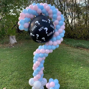 Decoración para Fiesta <span class=keywords><strong>de</strong></span> Revelación <span class=keywords><strong>de</strong></span> <span class=keywords><strong>Género</strong></span>, Soporte con Forma <span class=keywords><strong>de</strong></span> Signo <span class=keywords><strong>de</strong></span> Interrogación, Soporte Circular para Globos - Product Image 1