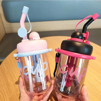 Gobelet à paille créatif double usage 650 ml, gobelet à boisson en plastique portable pour enfants, bouteille d'eau pour les sorties en plein air, isolation thermique