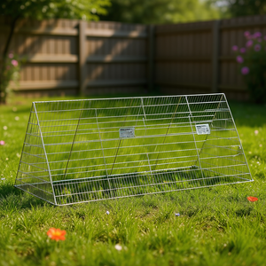 Cage à lapin 215 x 100 x 85 cm en acier galvanisé argenté, enclos pour animaux de compagnie, design rectangulaire durable pour animaux de taille moyenne - Product Image 2