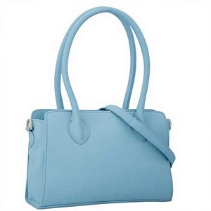 Bolso Tote de Cuero Genuino Azul Claro, Resistente al Agua, para Mujer, Bolso Mediano, Correa Cruzada Desmontable, Asa Superior - Product Image 1