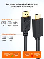 Câble Active DP vers HDMI CableCreation, adaptateur DP 1.2 vers HDMI 4K30Hz prenant en charge la technologie Eyefinity multi-écrans pour moniteur PC