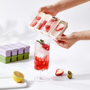 Molde de silicona personalizado de 4 rejillas para cubitos de hielo y barritas, para cerveza, pasteles al vapor, postres de verano - Herramientas para helados - Product Image 1