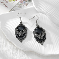 Boucles d'oreilles pendantes chauve-souris gothiques d'Halloween, boucles d'oreilles en alliage émaillé, boucles d'oreilles pendantes chauve-souris ovales vintage pour les boutiques de détail
