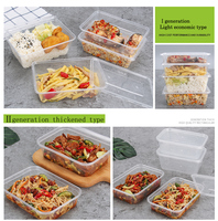 Boîte en PP rectangulaire épaisse de qualité alimentaire, écologique, compatible micro-ondes, jetable, transparente, 500-1000ML, personnalisable
