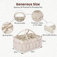 Sac de rangement pour couches à motif floral matelassé, avec poignées en cuir PU, organisateur portable pour couches de bébé, sac de rangement pliable pour la crèche