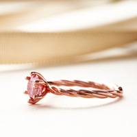 Bijoux fins, bague solitaire en argent sterling 925 plaqué or rose, coupe ronde, 1 carat, VVS GRA, moissanite rose, pour femmes