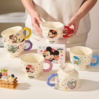 Tasse à café en céramique à pois Mickey Minnie avec pied et poignée colorée pour petit-déjeuner et lait