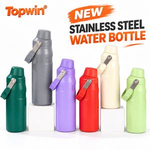 Bouteille d'eau isotherme en acier inoxydable 550 ml 750 ml avec poignée portable, gourde de sport anti-fuite, thermos de voyage - Product Image 1