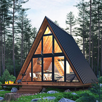 Maison préfabriquée triangulaire en bois stabilisé, portable pour l'extérieur, pour gîtes, fermes et parcs, avec salon et cuisine, populaire