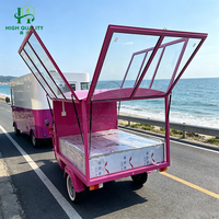 Chariot alimentaire Tuktuk rose en acier inoxydable de haute qualité, personnalisé pour les hot-dogs, les glaces, la restauration rapide, les aliments de rue