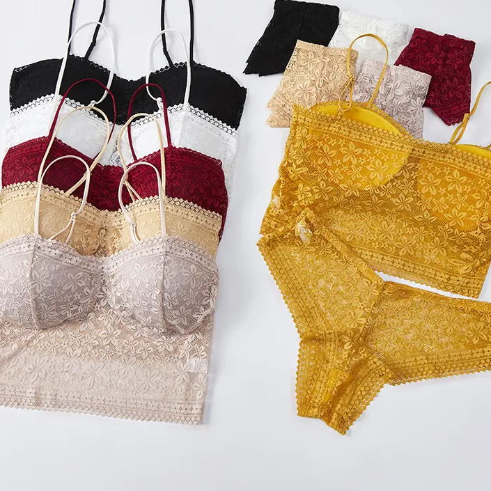 Custom Lace Camisole 942# Lace Woman Underwear Sexy Young Lady Sexy Bralette Wire Free Lingerie U Back Sports Yoga Bras