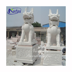 Statue de Kylin en marbre de grande taille, style chinois, pour jardin extérieur, sculpture animale en pierre, fabrication <span class=keywords><strong>Norton</strong></span>, à vendre - Product Image 2