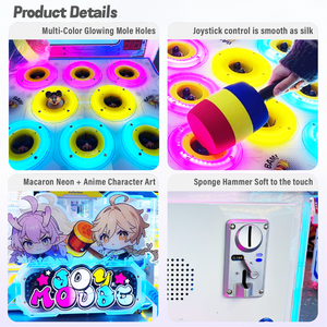 Macchina da Gioco Arcade a Gettoni Multicolore Luminosa 'Colpisci il Topo' per Bambini, Macchina a Premi con Reazione Rapida per 2 Giocatori, Certificazione CE - Product Image 2