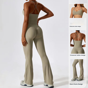 Ensemble Sportif d'Automne TongJoes pour <span class=keywords><strong>Femme</strong></span>, Yoga à Séchage Rapide et Tenue de <span class=keywords><strong>Fitness</strong></span> Respirante avec Logo Frontal Sensation, Vêtements de Course Taille - Product Image 5