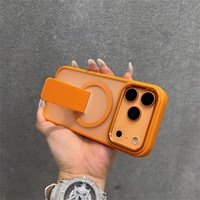 Étui de téléphone magnétique en PC et TPU mat couleur unie pour iPhone 17 Pro Max 16 15 avec support à bande