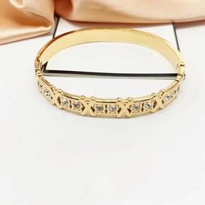 Bracelet en cristal en acier inoxydable 316L plaqué or PVD avec strass pour femme, bijoux tendance - Product Image 1