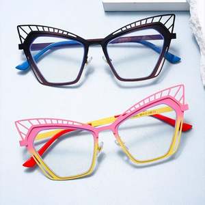 Gafas de Computadora con Logotipo Personalizado, Diseño Vintage 2025, Coloridas, Metálicas, Anti Luz Azul, UV400, Montura Grande Hueca, para Mujer - Product Image 1