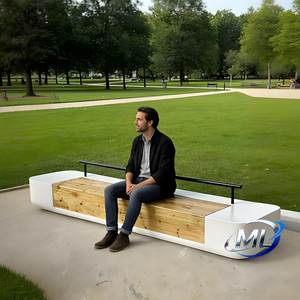 Outdoor Durable Anti-Corrosion Fiberglass & Wood Leisure <b>Bench</b> with Modern Design for Patio Seating - Product Image 4