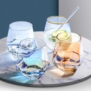 Wholesale 350ml Borosilicate Glass Gold Rim <strong>Diamond</strong> Shape Coffee Water Cocktail Whisky Vodka Glass Cup <strong>glassware</strong> - Product Image 3