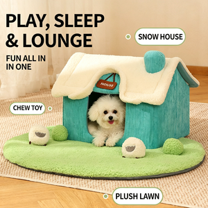 Nuevo Nido para Mascotas, Caseta Pequeña Tipo Bungalow, Cama para Perros y Gatos de Tamaño Mediano y Pequeño, Casa Cálida para Perros para Otoño e Invierno, Venta al por Mayor Transfronteriza - Product Image 2