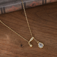 Collier pendentif nœud doré SA avec breloque goutte en résine et chaîne à maillons, bijoux pour femme, accessoires cadeau pour fête et mariage