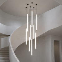Luminaire suspendu moderne minimaliste en tube acrylique blanc long, lampe LED verticale pour escalier, salon, salle à manger