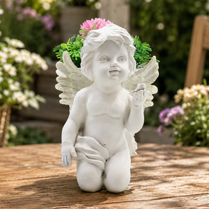 Vaso Decorativo a Forma di Angioletto in Resina da 8 Pollici, Statua di Angioletto per Giardino, Balcone, Vaso per Piante Succulente - Product Image 1
