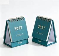 Kalender Meja Mini Warna Morandi Kustom dengan Jam, Kertas Seni, untuk Pajangan Kantor