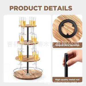 Wooden Multi-Tier Rotating Champagne Tower Cocktail <b>Tree</b> <b>Stand</b> Party Wedding Wine Glass Rack Wooden Rotating Display <b>Stand</b> - Product Image 5