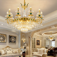 Lustre en cristal LED moderne en or pour hall de villa de luxe, salle de banquet, salon, hôtel, maison, lampe suspendue à hauteur réglable