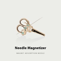 Nouveau rétro point de croix bricolage outil de couture magnétique mignon petit métal plaqué or sélecteur d'aiguille sculpté Technique de gravure