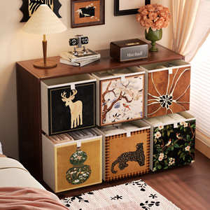 Boîte de <span class=keywords><strong>rangement</strong></span> pliante en cuir de style milieu du siècle, panier de <span class=keywords><strong>rangement</strong></span> à tiroirs et grille <span class=keywords><strong>Kallax</strong></span>, boîte de <span class=keywords><strong>rangement</strong></span> en tissu - Product Image 1