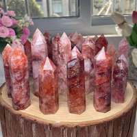 Cristaux naturels de haute qualité pierres de guérison tour hématoïde pointe de baguette en cristal Point de Quartz de feu rouge
