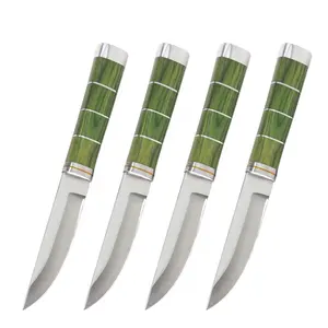 Thép không gỉ gọt dao nhà bếp dao tiện ích công cụ đa năng màu xanh lá cây pakka gỗ bít tết phục vụ công cụ lột dao
