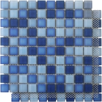 Mosaïque en verre givré pour piscine, tuiles en maille bleues, feuille de mosaïque décorative autocollante pour piscine, salle de bain, villa