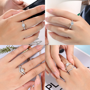 Anillo de Compromiso Clásico con Moissanita Redonda de 1.0ct, Plata S925, Piedras Laterales con Engaste de Garras, Joyería para Mujer - Product Image 6