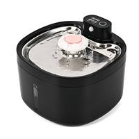Fontaine à eau électrique pour animaux de compagnie avec plateau supérieur en acier inoxydable, design floral, débit d'eau pour chats et chiens