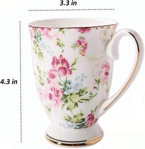 ชุดถ้วยชา กาแฟ นม ลายดอกกุหลาบ 12 ออนซ์ สไตล์อังกฤษคลาสสิก คุณภาพสูง ผลิตจากเซรามิกเนื้อกระดูก ดีไซน์แบบสั่งทำ เป็นมิตรต่อสิ่งแวดล้อม ขายส่ง - Product Image 6