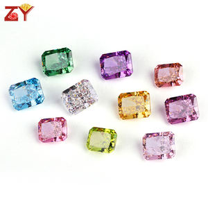 Zhengyong 5A gemas sintéticas 4mm 13mm rectángulo Zirconia cúbica rosa púrpura joyería suelta corte de flor 13mm corte de Flor de hielo Zirconia - Product Image 2