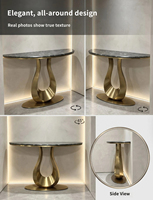 Table console moderne de luxe en pierre naturelle, table d'appoint murale artistique pour entrée, idéale pour villa, hôtel et salon