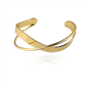 Bracelet ouvert asymétrique plissé géométrique style métallique, simple, élégant, de niche, à la mode - Product Image 6