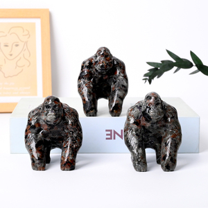 Statue de gorille en Yooperlite, sculptures en pierre naturelle et cristal pour la décoration intérieure, vente en gros - Product Image 5