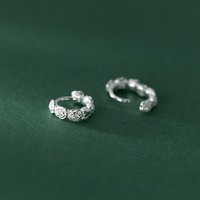 925 Sterling Silber Rosenblüten-Ohrringe Trendige Runde Kleine Huggie Creolen Großhandel Feiner Schmuck für Frauen und Mädchen