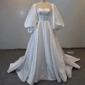 Satin Ball Gown India Wedding Gown With Court Long Sleeves India wedding dress
