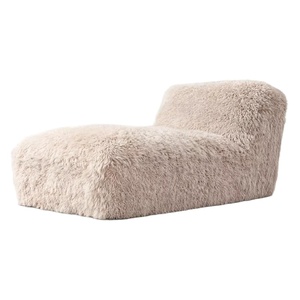 Chaise longue sans accoudoirs HDC 100% artisanale, style mid-century, capitonnée, en peau de mouton naturelle, pour chambre, hôtel ou salon - Product Image 3