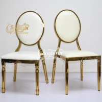 Chaises de banquet ovales en métal doré brillant électroplaqué, confortables, pour hôtels, restaurants et événements - Vente en gros usine