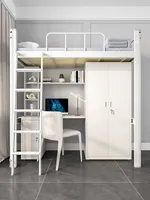 Lit superposé supérieur avec bureau sous mobilier scolaire dortoir étudiant lit superposé avec tiroir et armoire