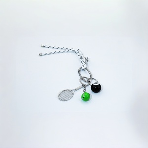 Tennis Racket Ball Braided Rope Keychain Zinc Alloy <b>Bag</b> <b>Charm</b> Phone Strap Sports Pendant - Product Image 1